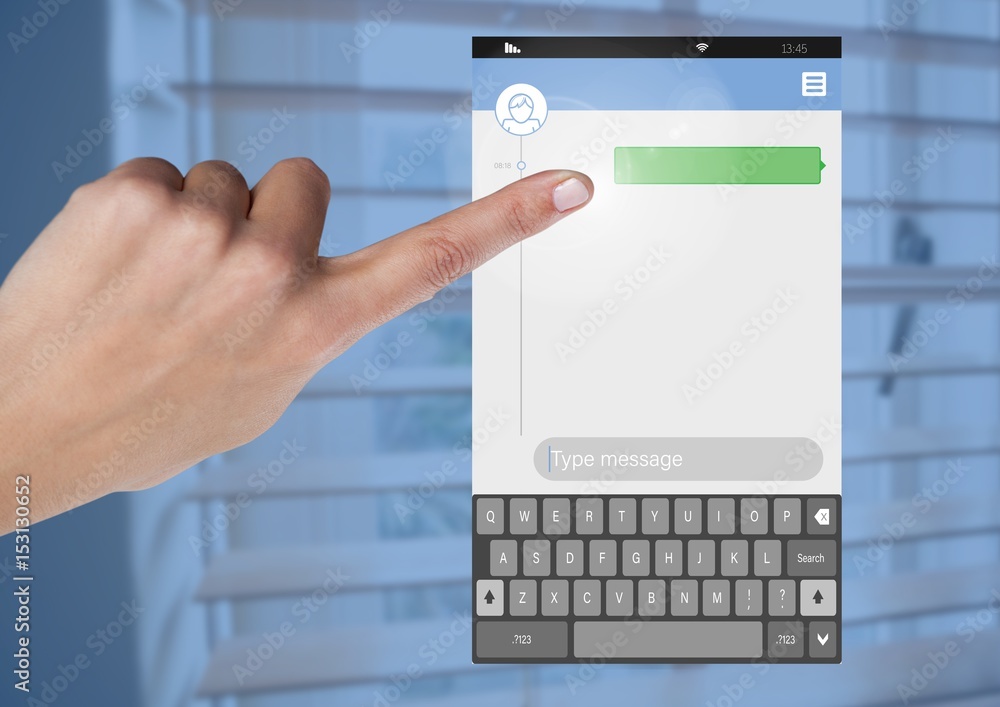 Hand Touching Messaging Social Media App 