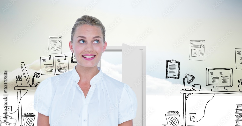 Smiling businesswoman looking away in office