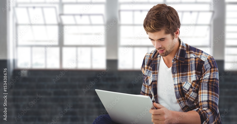 Hipster using laptop