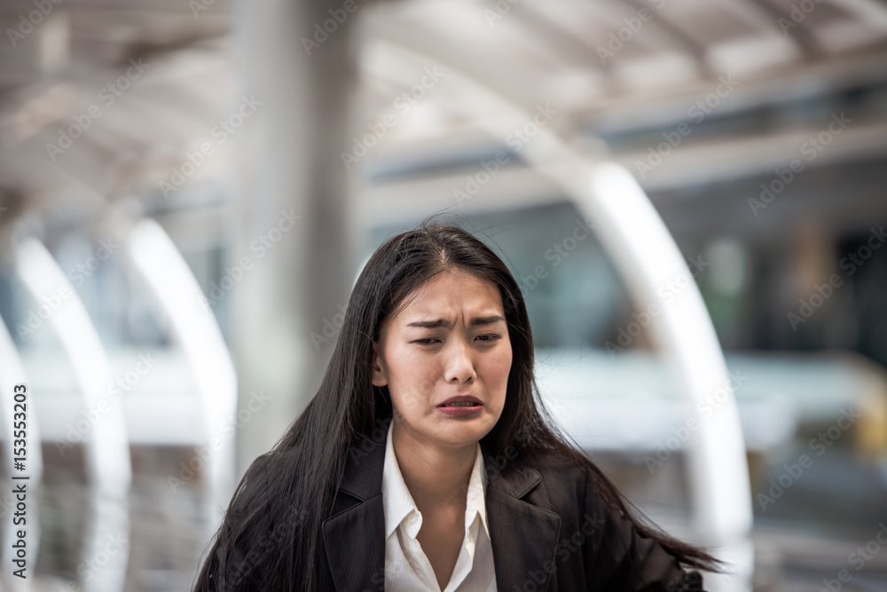 Woman crying and frustrated, Business concept