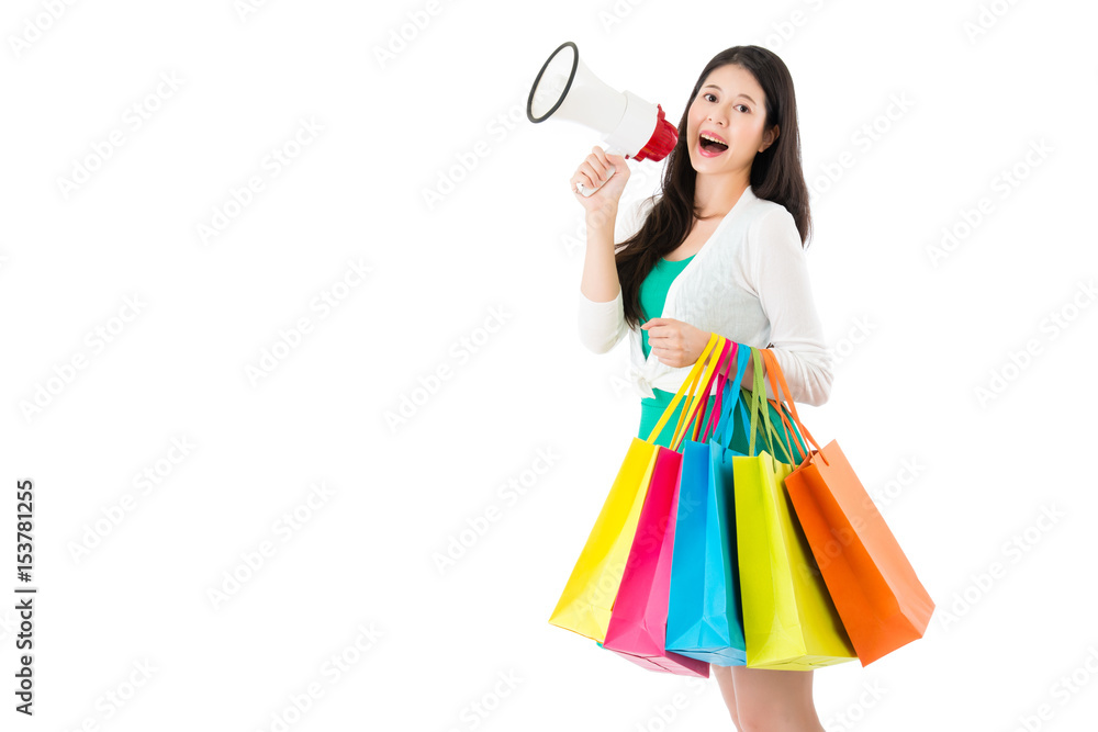 happy asian woman holding festival gifts