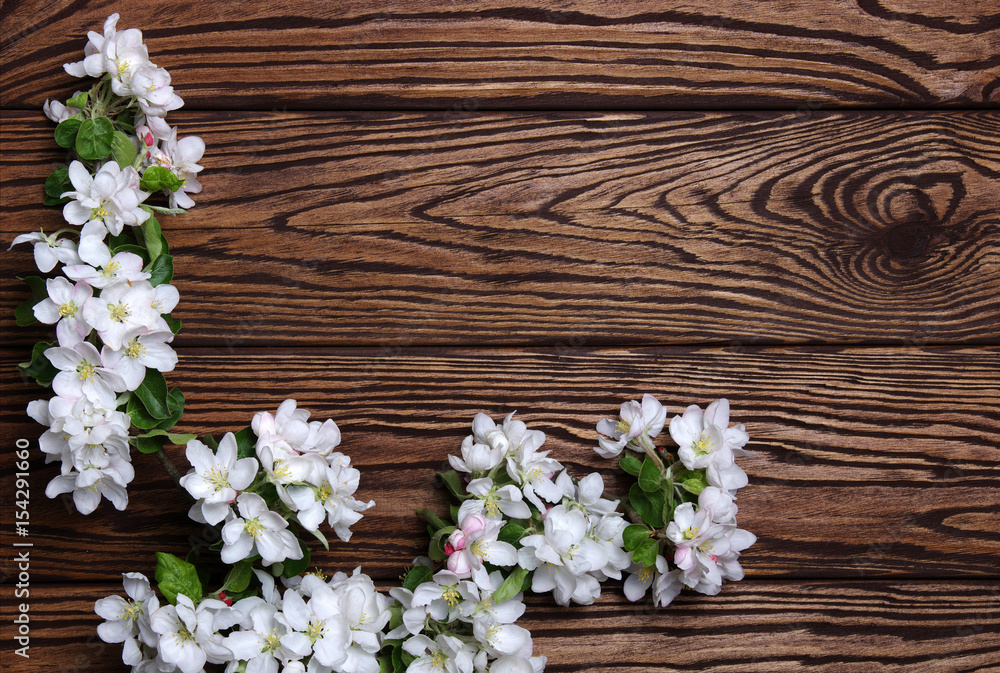  Spring flowers on wood