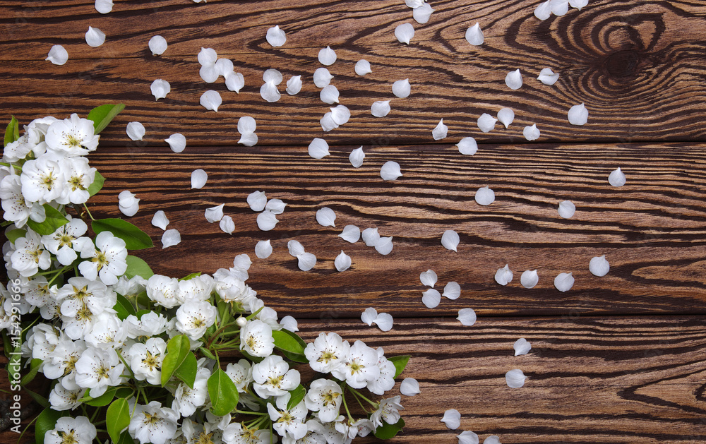  Spring flowers on wood