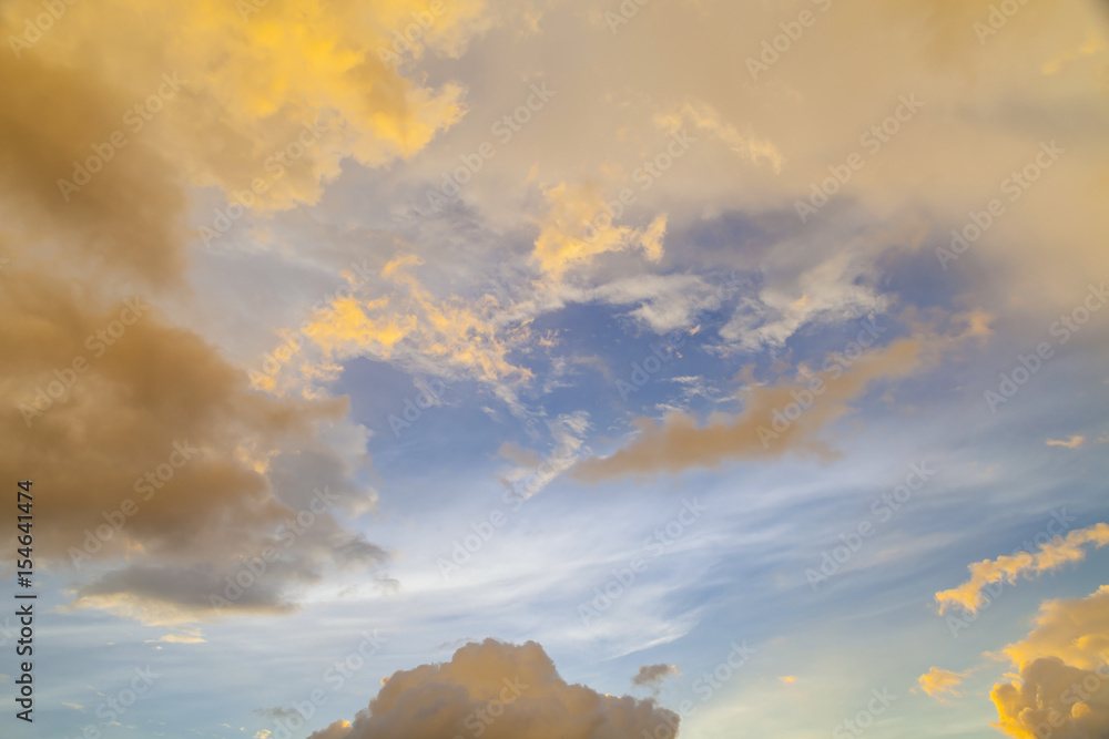 Dramatic sky in sunset.