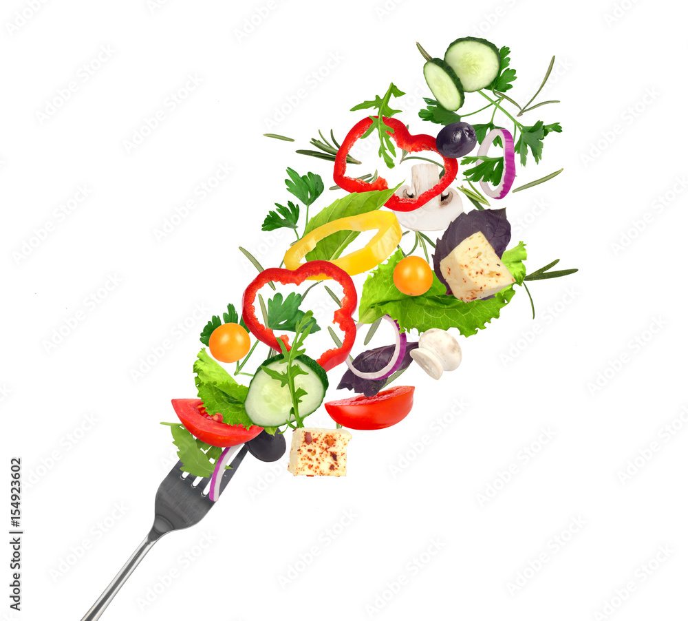 flying vegetable salad