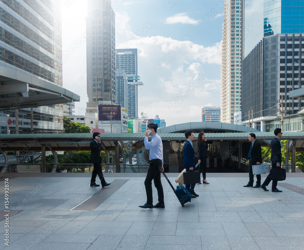 Business People Corporate Walking City Concept in the office center. Urban scene.