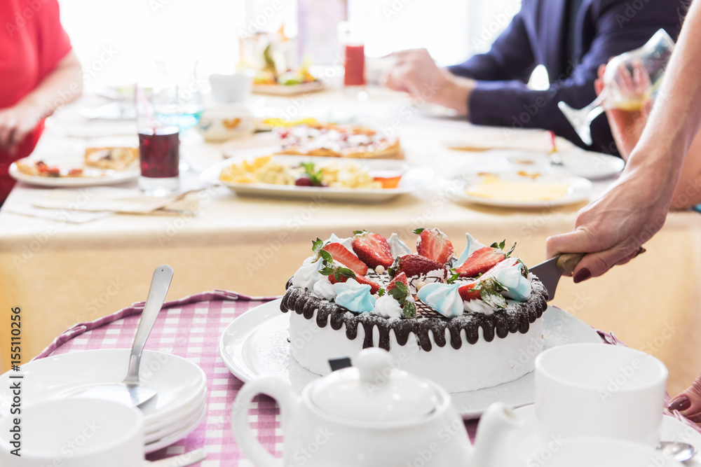 Tasty strawberry cream cake