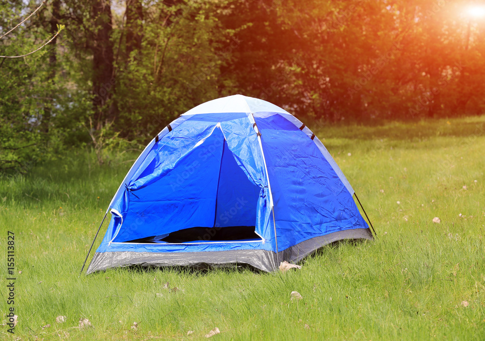 tourist tent on meadow