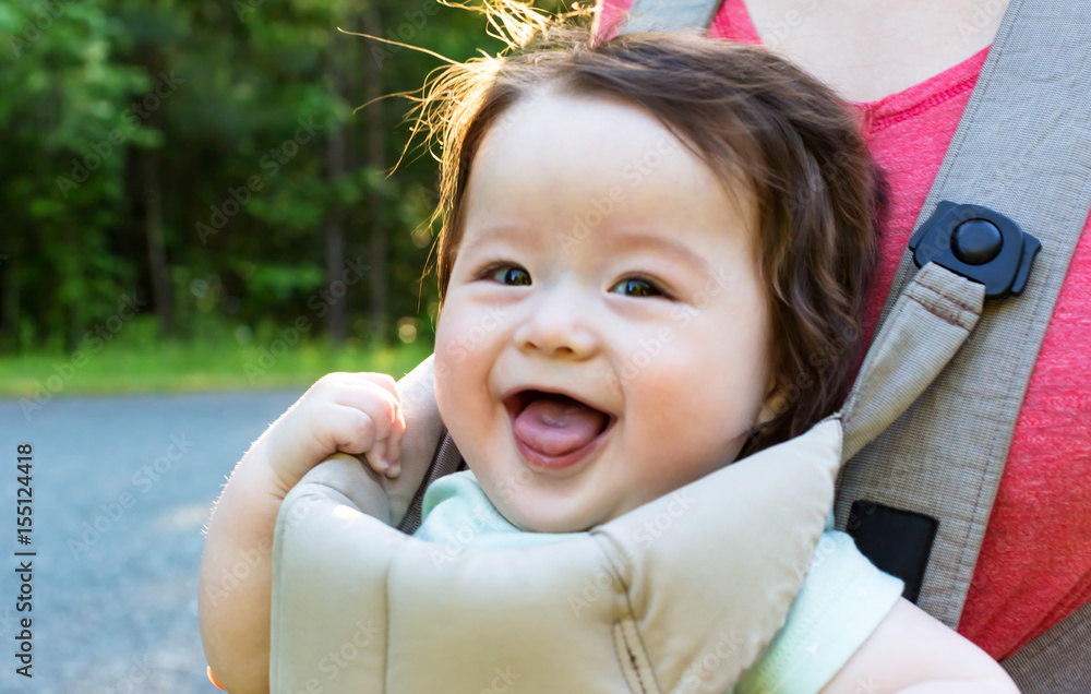 Happy baby boy outside