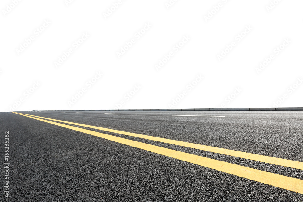 New asphalt road on white background