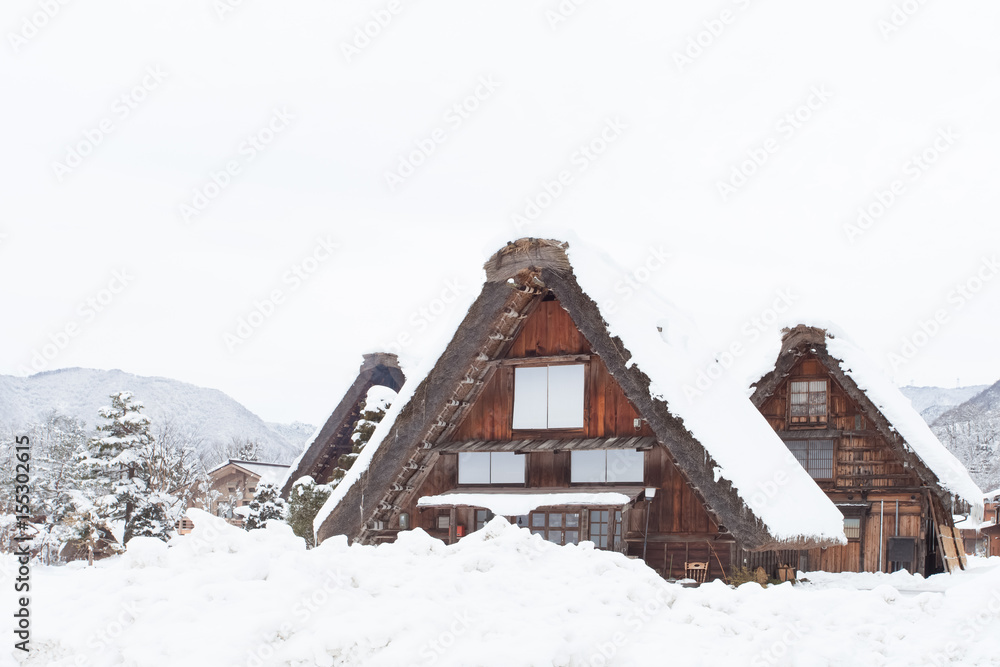 世界遗产白川村，冬天有雪