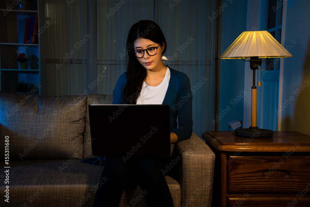 businesswoman working on office at night