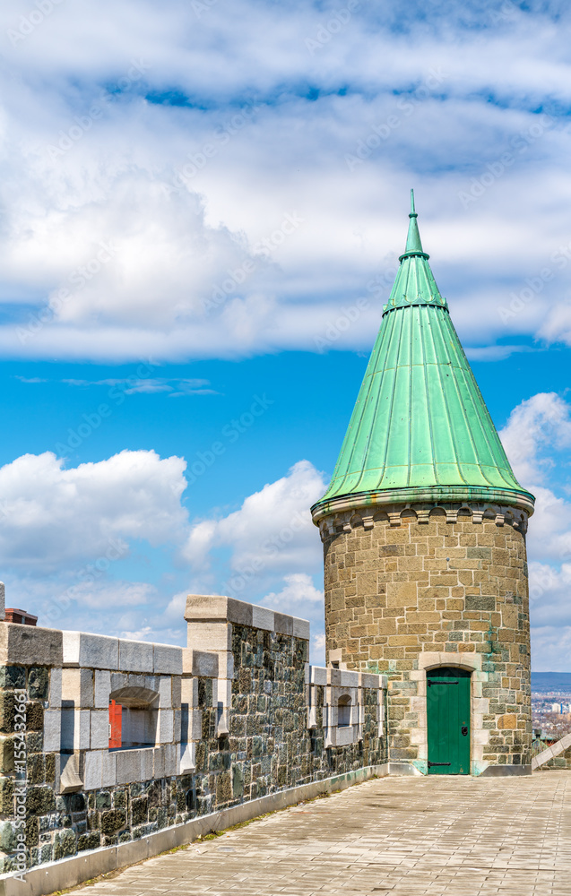 Tower of St. John Gate in Quebec City, Canada