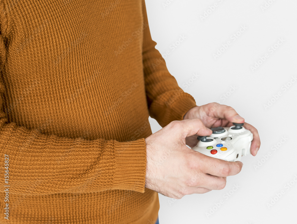 Human Hands Holding Game Controller Leisure Activity