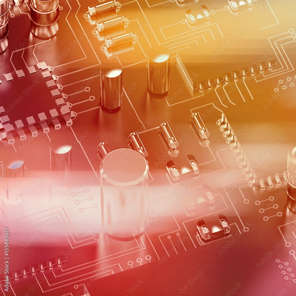 Composite image of close up of circuit board