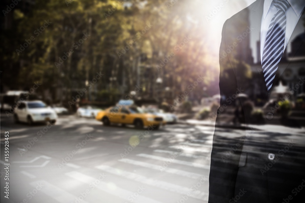 Composite image of mid section of well dressed businessman