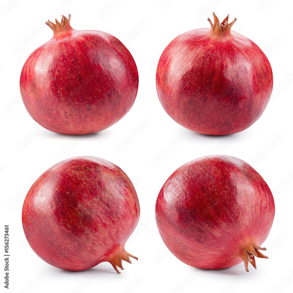 Pomegranate. Fresh raw fruit isolated on white background. Collection. With clipping path. Full dept