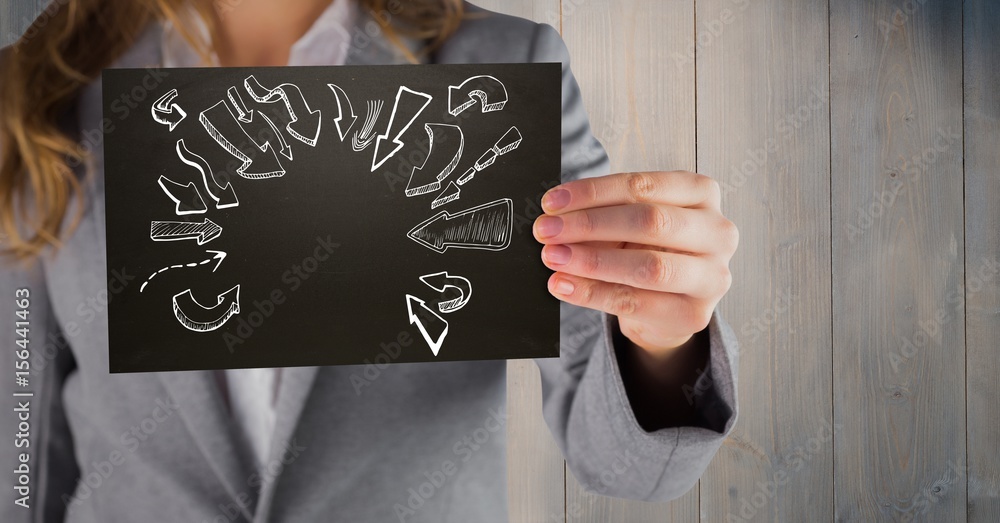 Business woman mid section with black card 