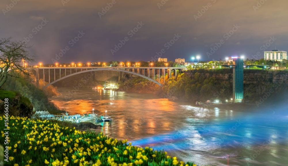 The Rainbow Bridge between USA and Canada at Niagara Falls.