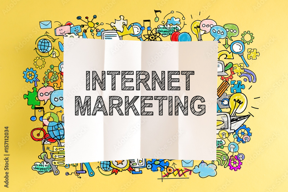 Internet Marketing text with colorful illustrations