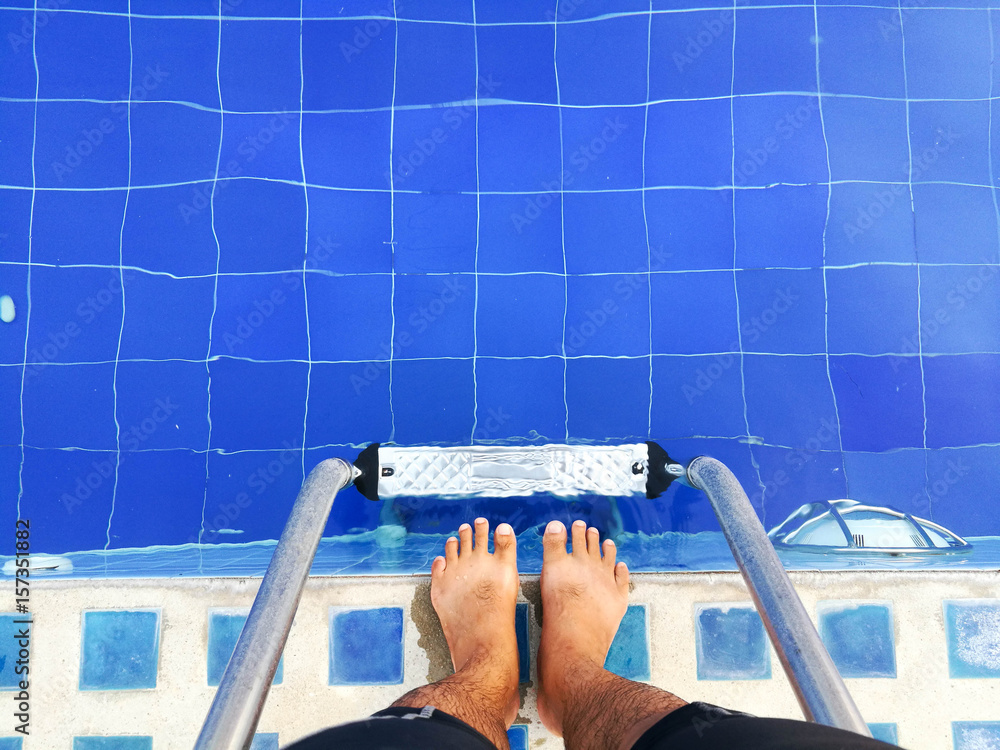 foot of swimmer at the pool.