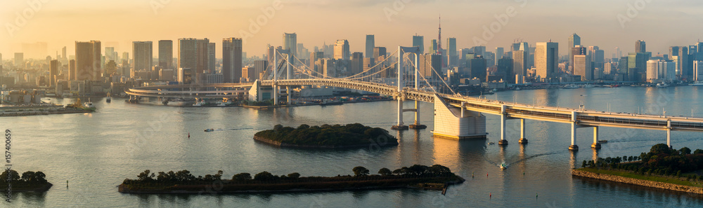 Tokyo Tower and Rainbow Bridge in Japan