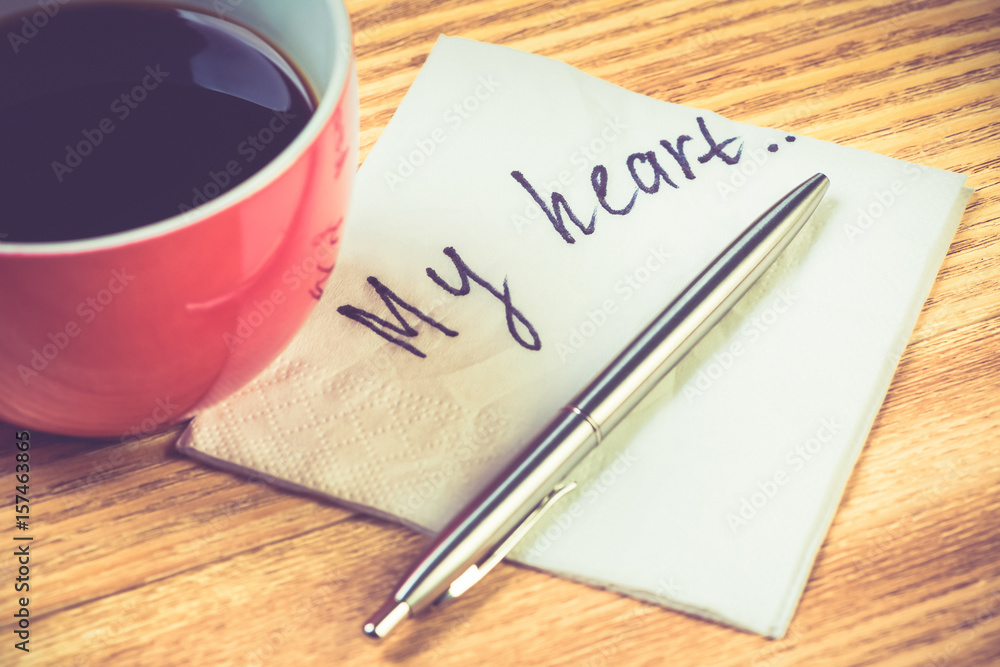 Romantic message written on napkin