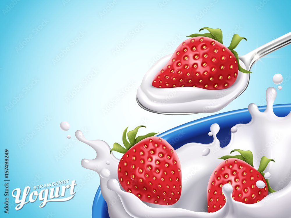 strawberry yogurt illustration