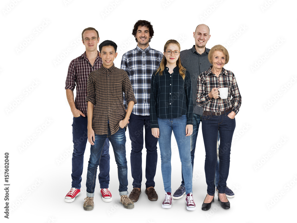 Group of Diversity People Together Set Studio Isolated