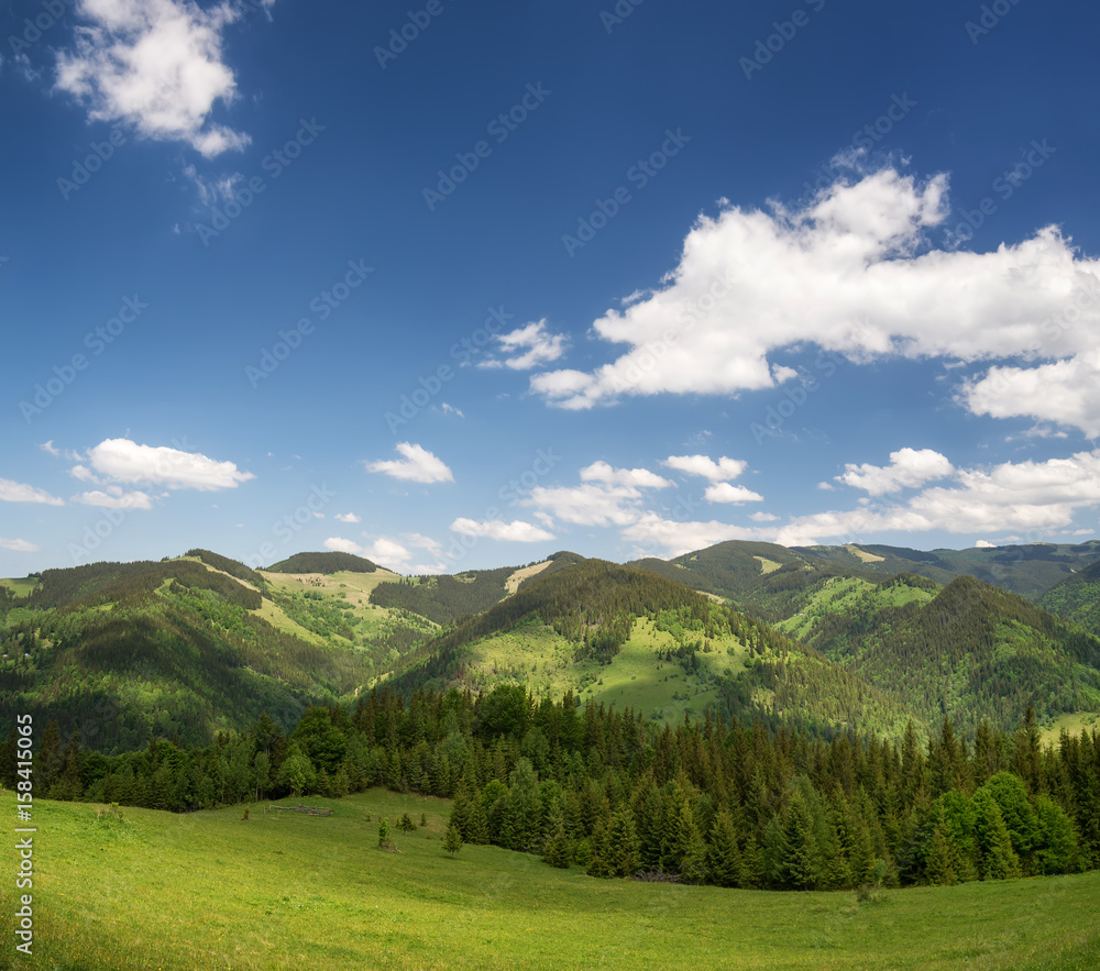 白天的山地景观。美丽的自然景观