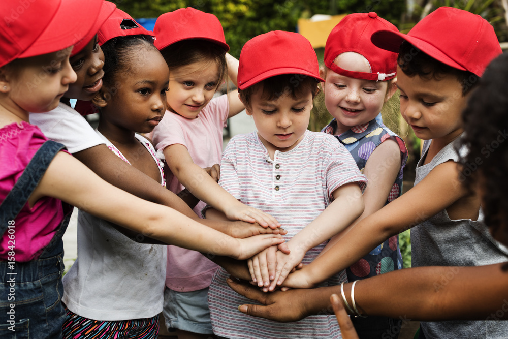 Group of red cap student are happiness