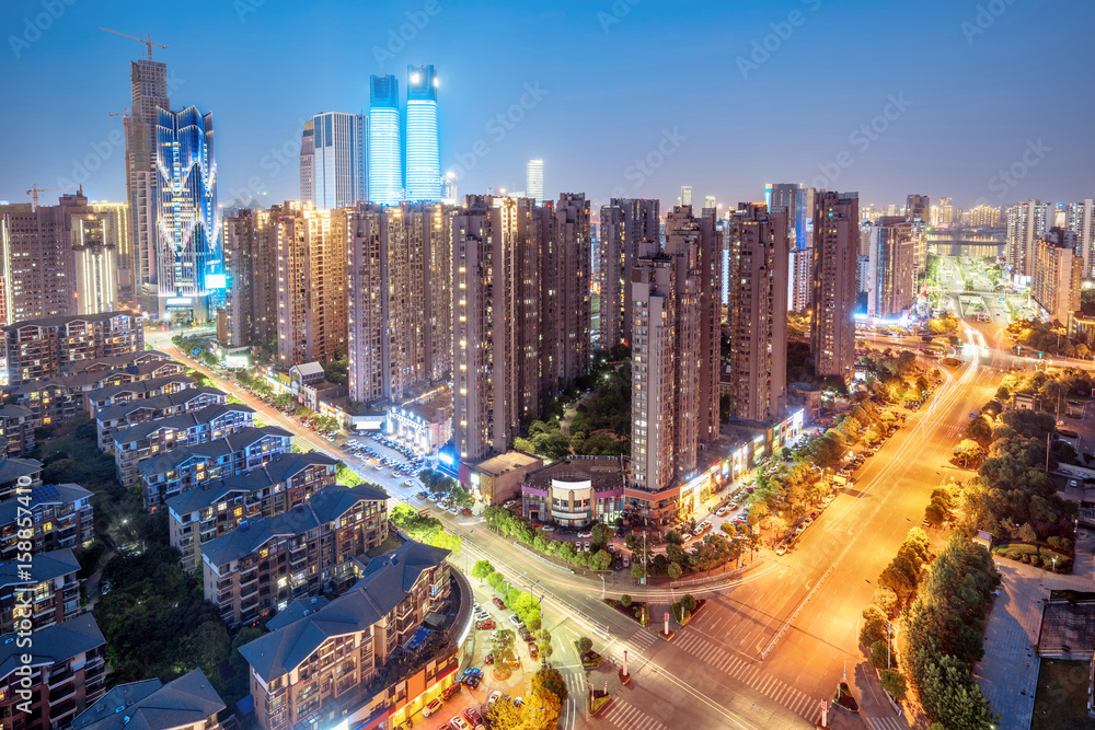 Aerial view of the city