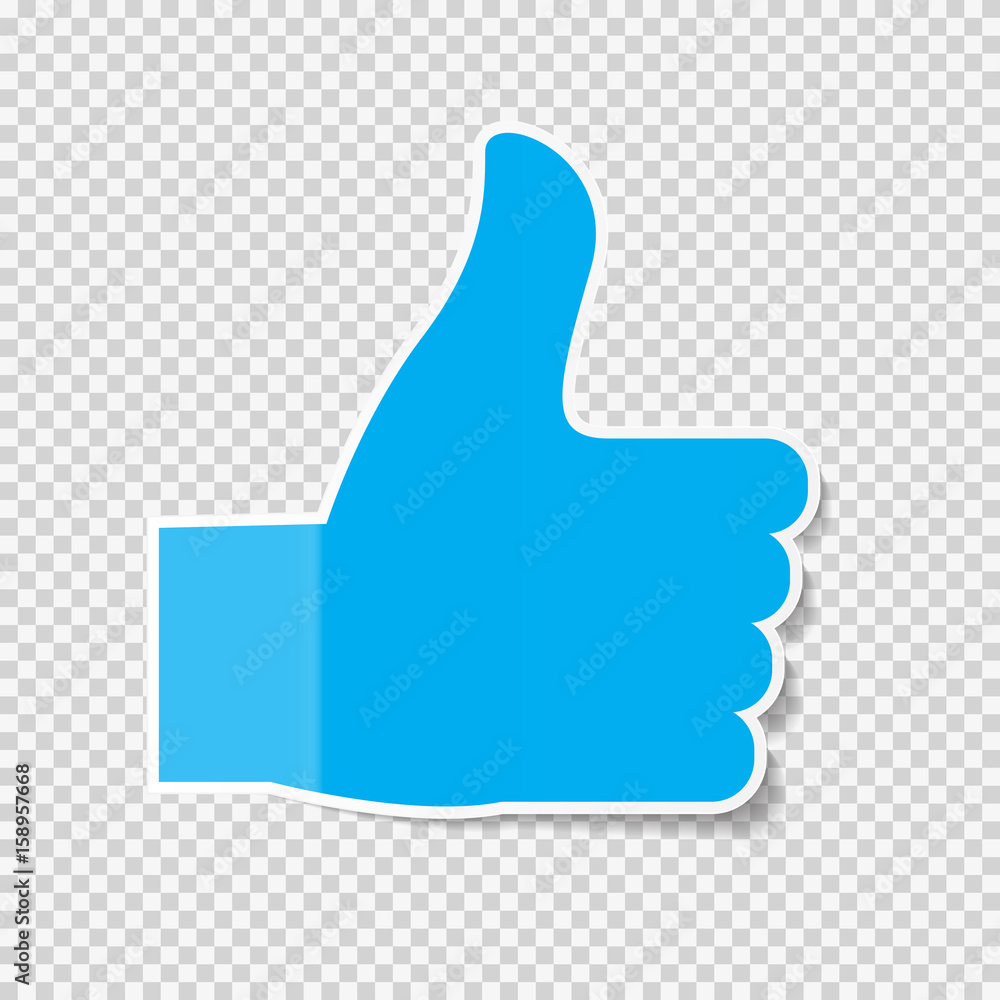 Sticky Paper Thumbs Up Sign Note on Transparent Background  Vector Illustration