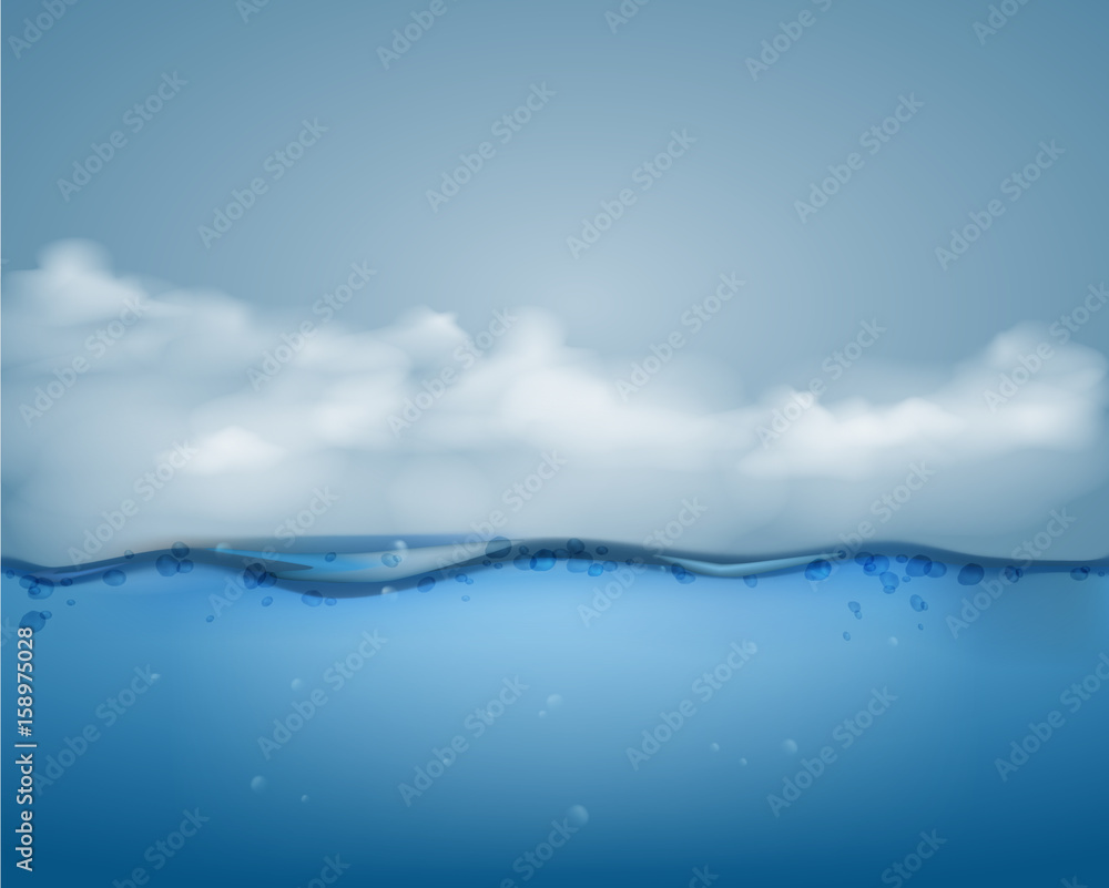 Underwater part and clouds.vector illustration