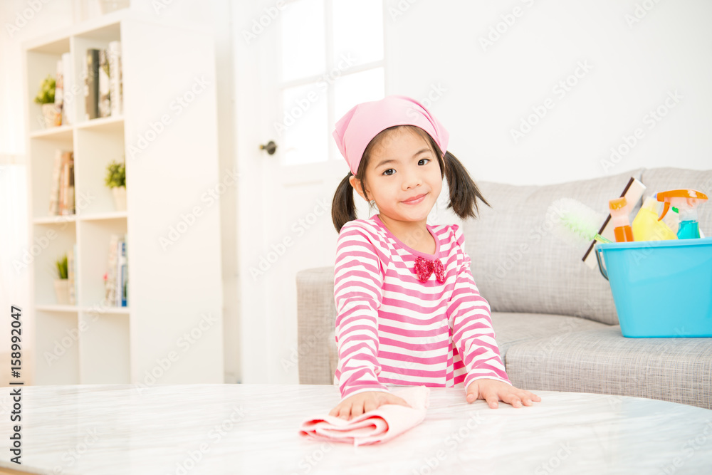 cute little girl help make cleaning