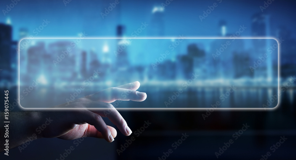 Businesswoman surfing on internet with digital tactile interface 3D rendering