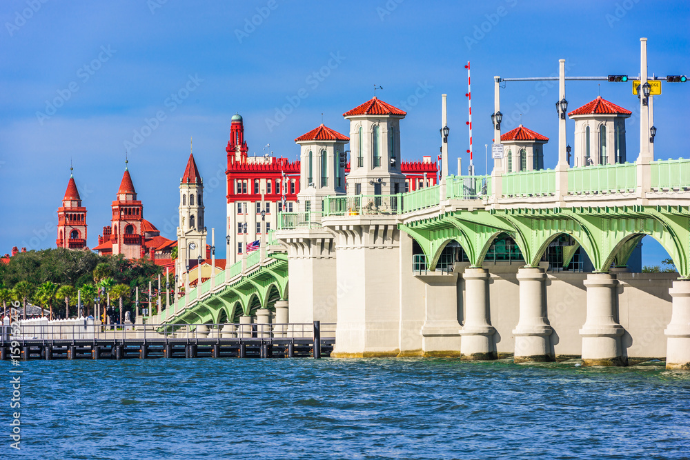 St. Augustine, Florida, USA Skyline at Bridge of Lions.