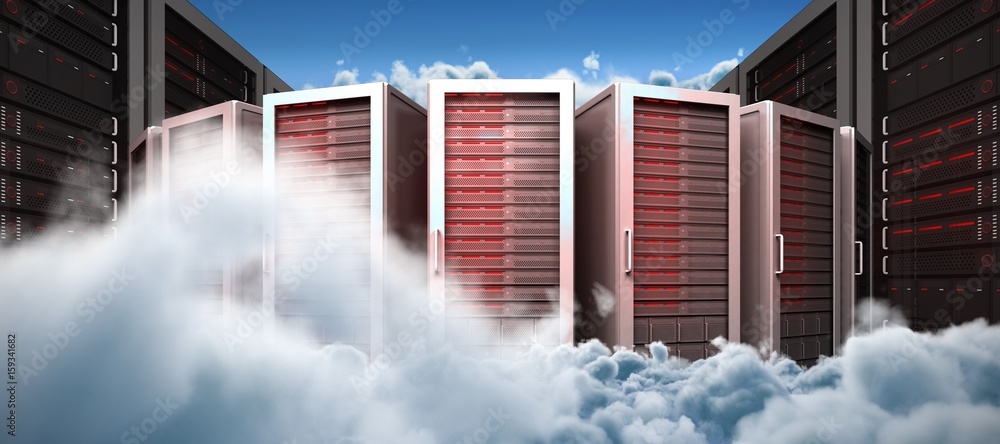 Composite image of server towers