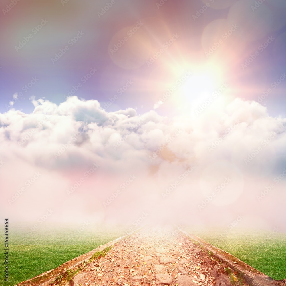 Composite image of idyllic view of white cloudscape against sky