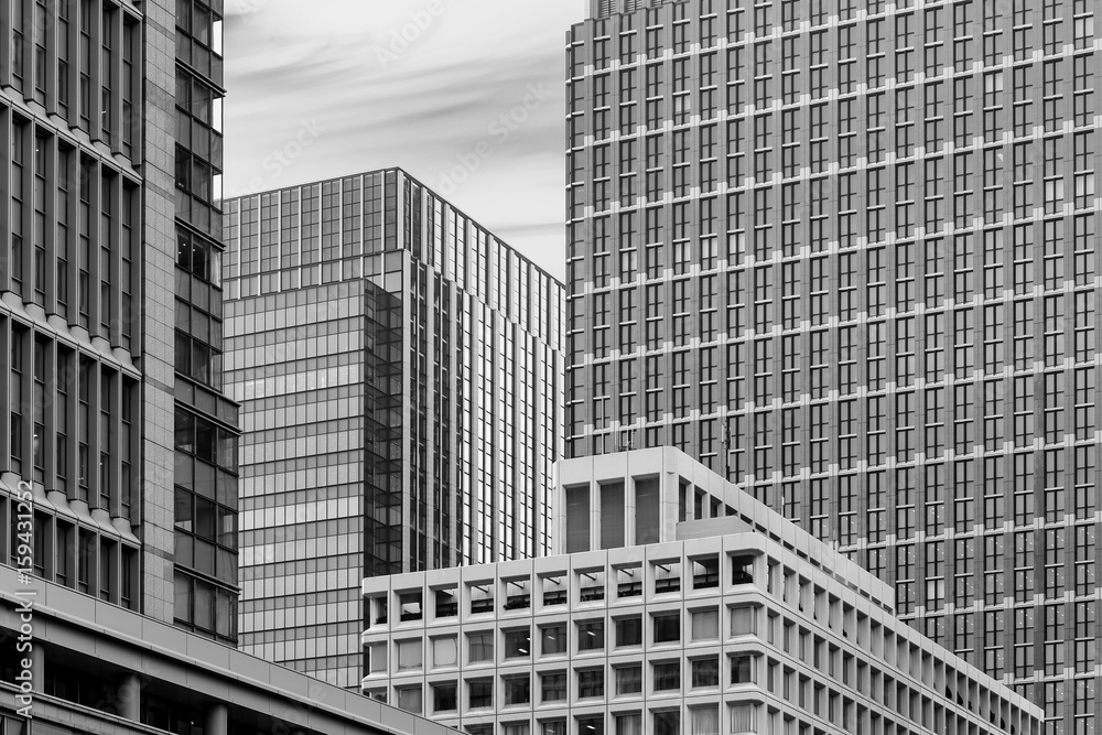 Close - up High rise office building at city business area