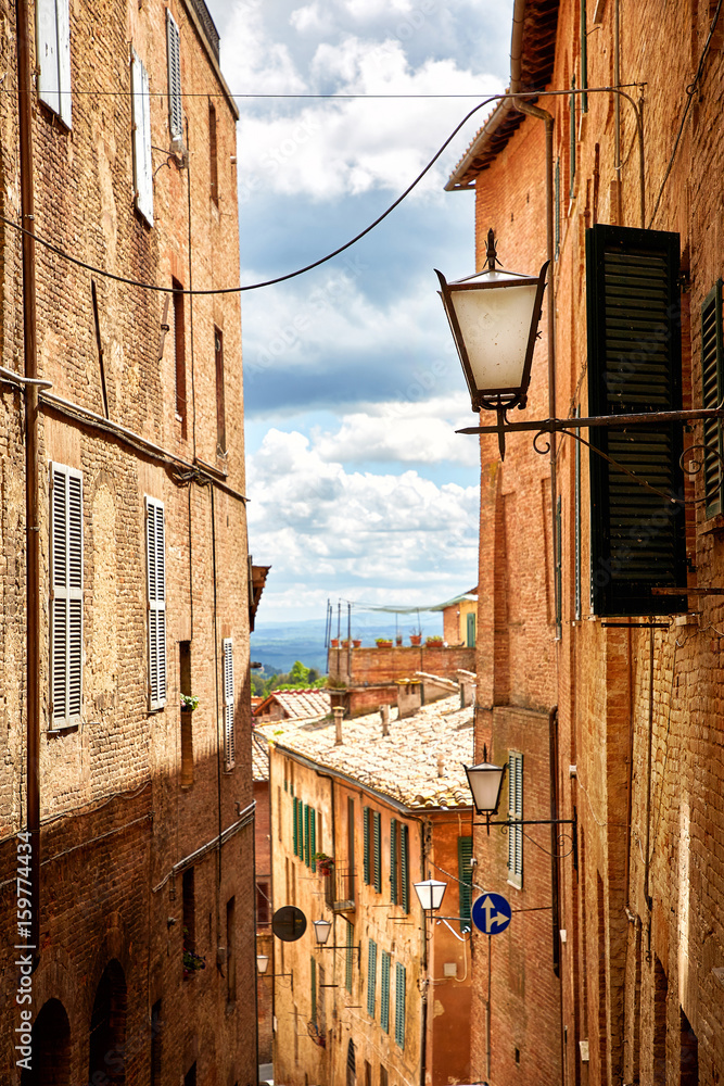 Street view of city Siena, Italy