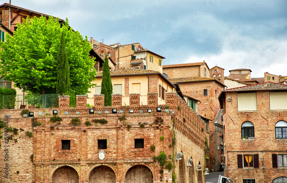 panoramic view of historic city Siena, Italy