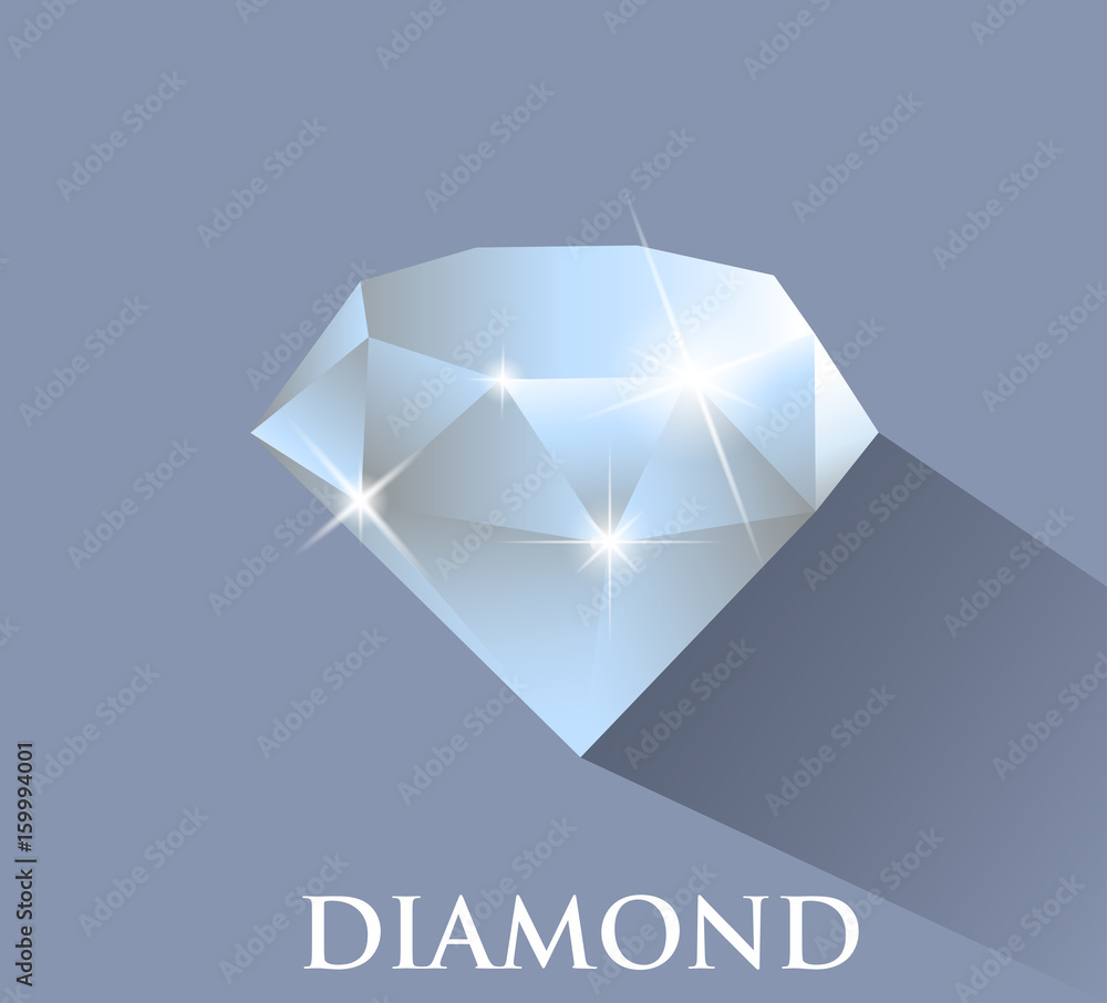 Diamond.Vector design with long shadow