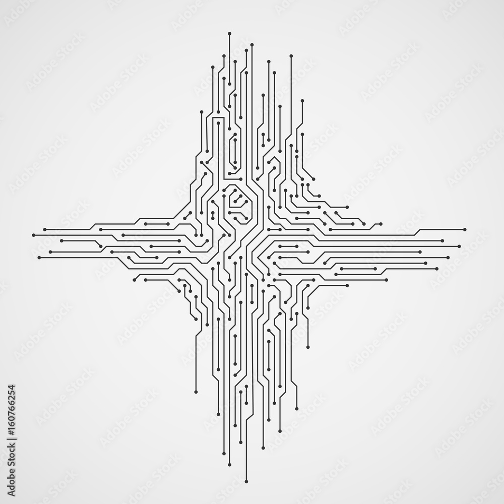 Digital engineering vector concept. Computer technology abstract background with circuit board