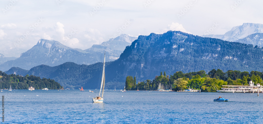 Lake Lucerne with Alps in summer, Switzerland