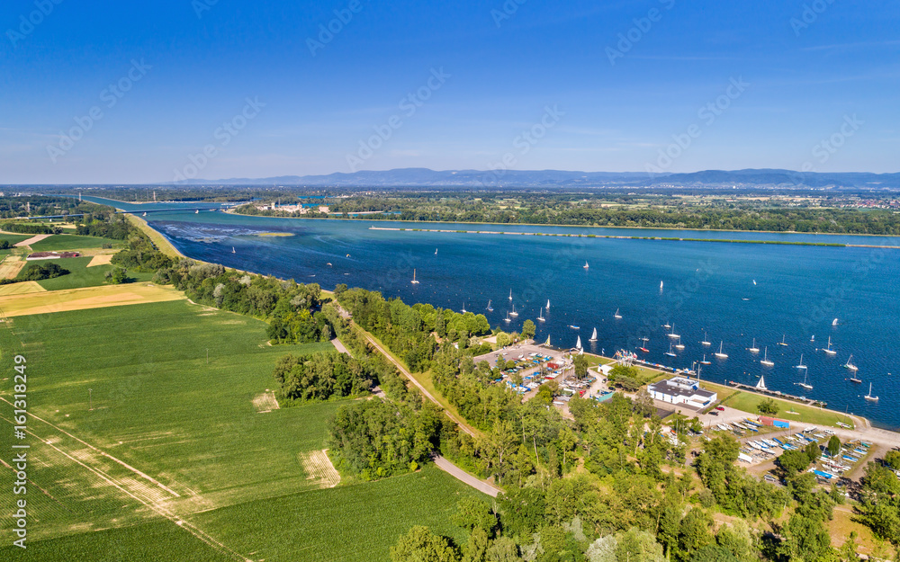 Sailing yachts on the Rhine in the south of Strasbourg - Grand Est, France