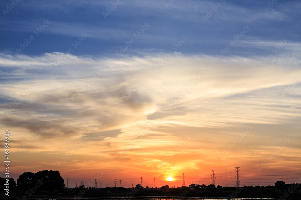 Beautiful and Changeable sky clouds at sunset