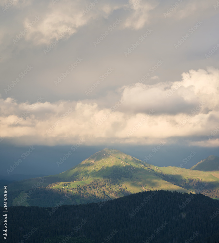 Hills lines during sunrise. Beautiful natural landscape