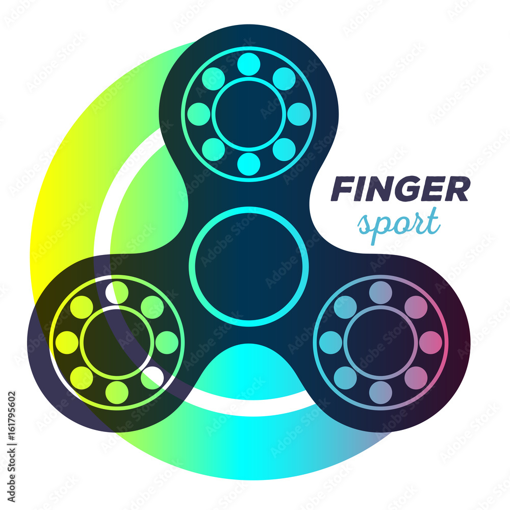 Vector illustration of fidget spinner with colorful trace of rotation. Creative concept of toy for i