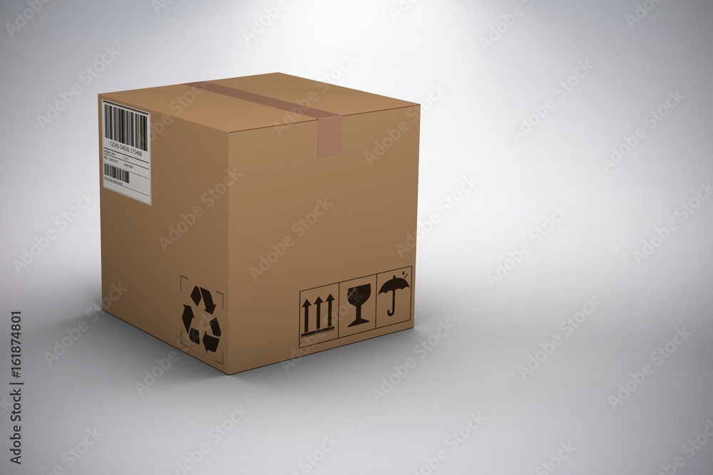 Composite image of 3d image of courier box on